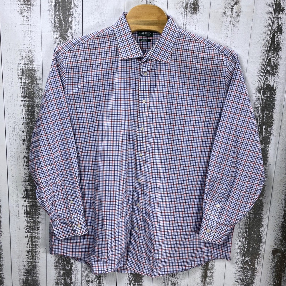 Lauren Ralph Lauren Button Up Men's 20 36/37 Tall Fit Plaid Blue Red